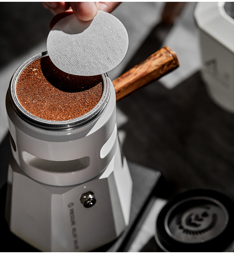 MUVNA - TEMPERATURE CONTROLLED DOUBLE VALVE MOKAPOT 4CUPS - BLACK