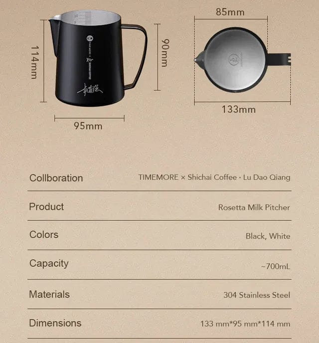 TIMEMORE ROSETTA PITCHER 700 ML - BLACK