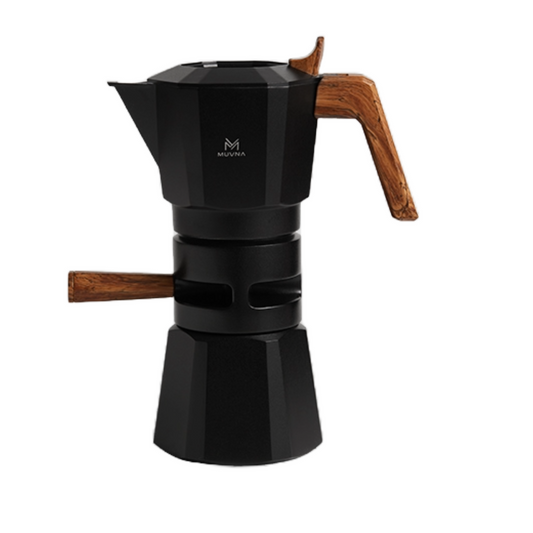 MUVNA - TEMPERATURE CONTROLLED DOUBLE VALVE MOKAPOT 4CUPS - BLACK
