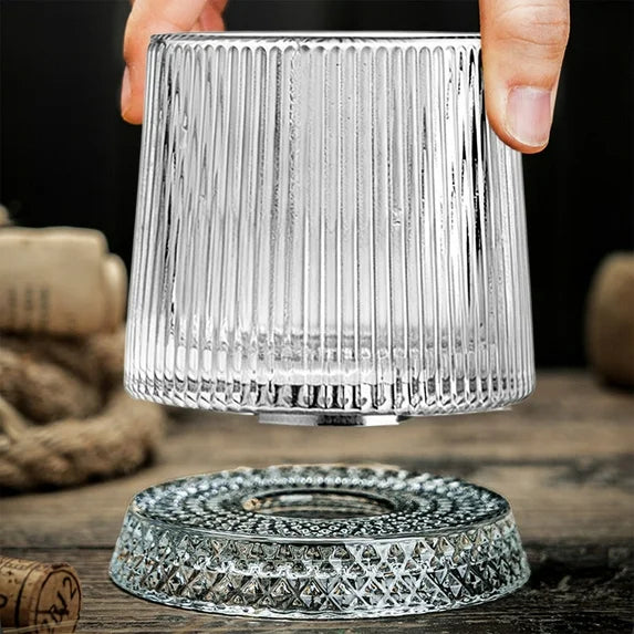 GLASS ROTATABLE CUP 275ML- STRIPPED