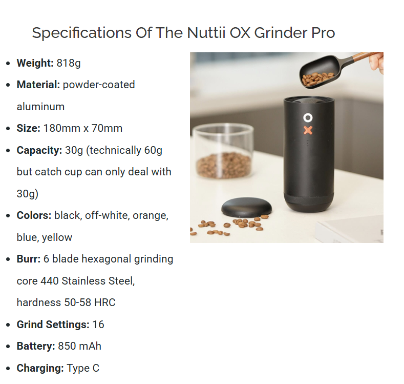 NUTTI- OX Portable Electronic Grinder Pro - Black