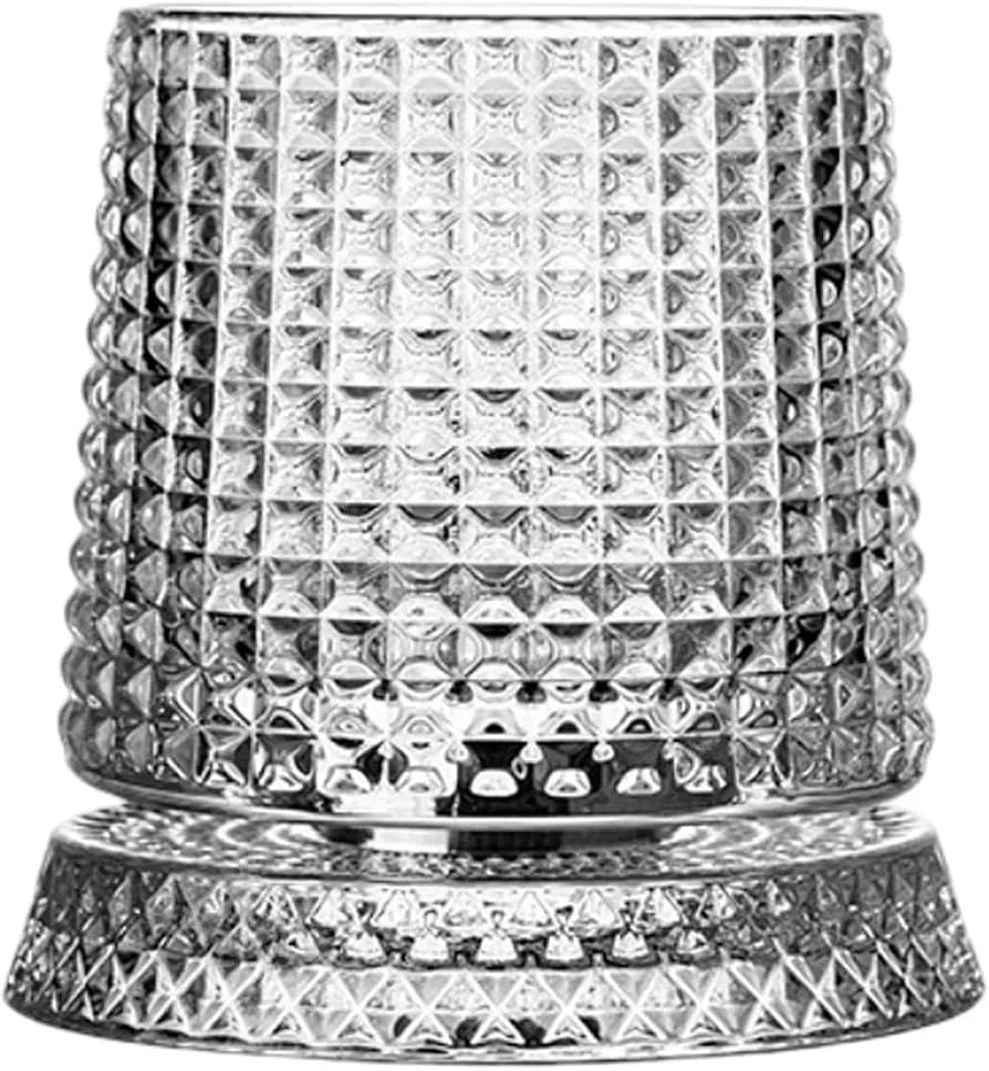 GLASS ROTATABLE CUP 275ML- PLAID