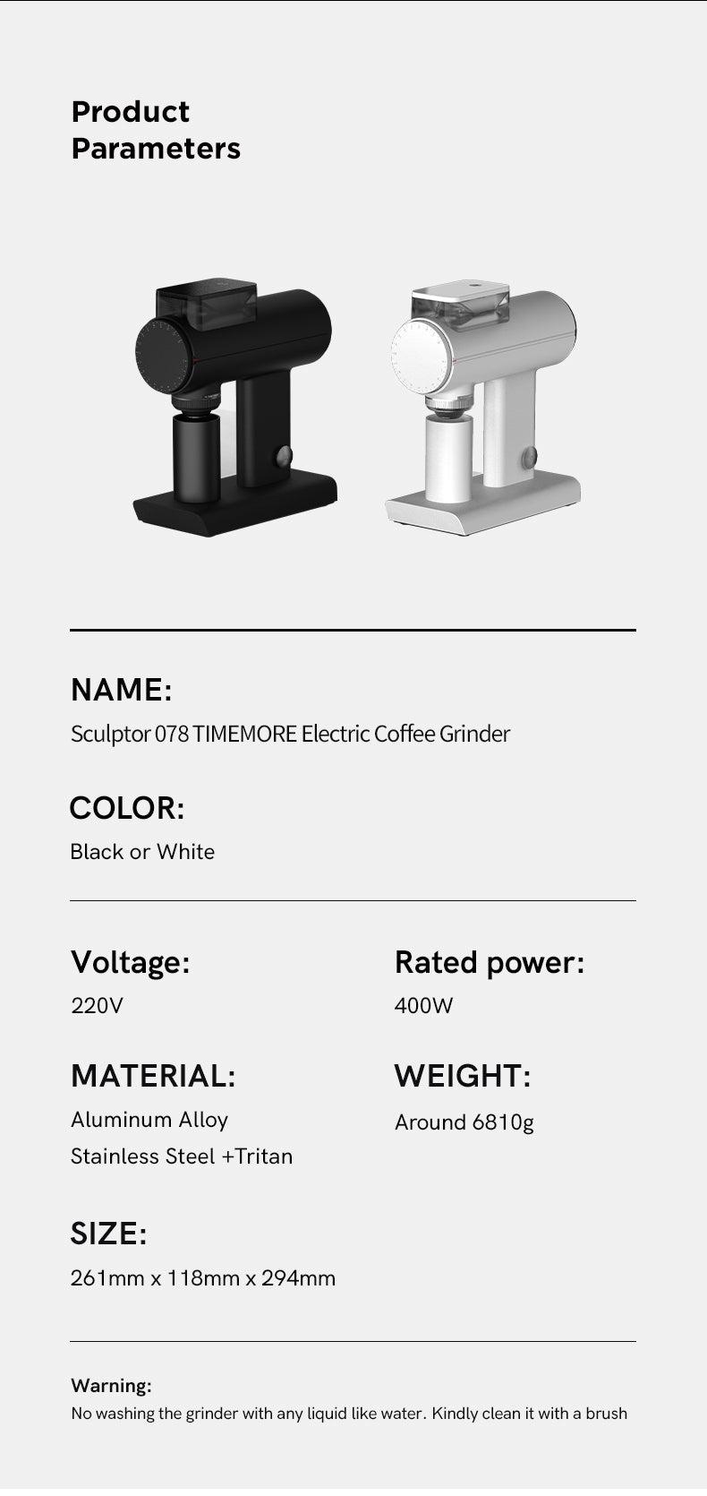 TIMEMORE - Sculptor 078S Electric Grinder-black