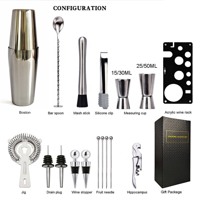 Cocktail shaker set with Boston shaker