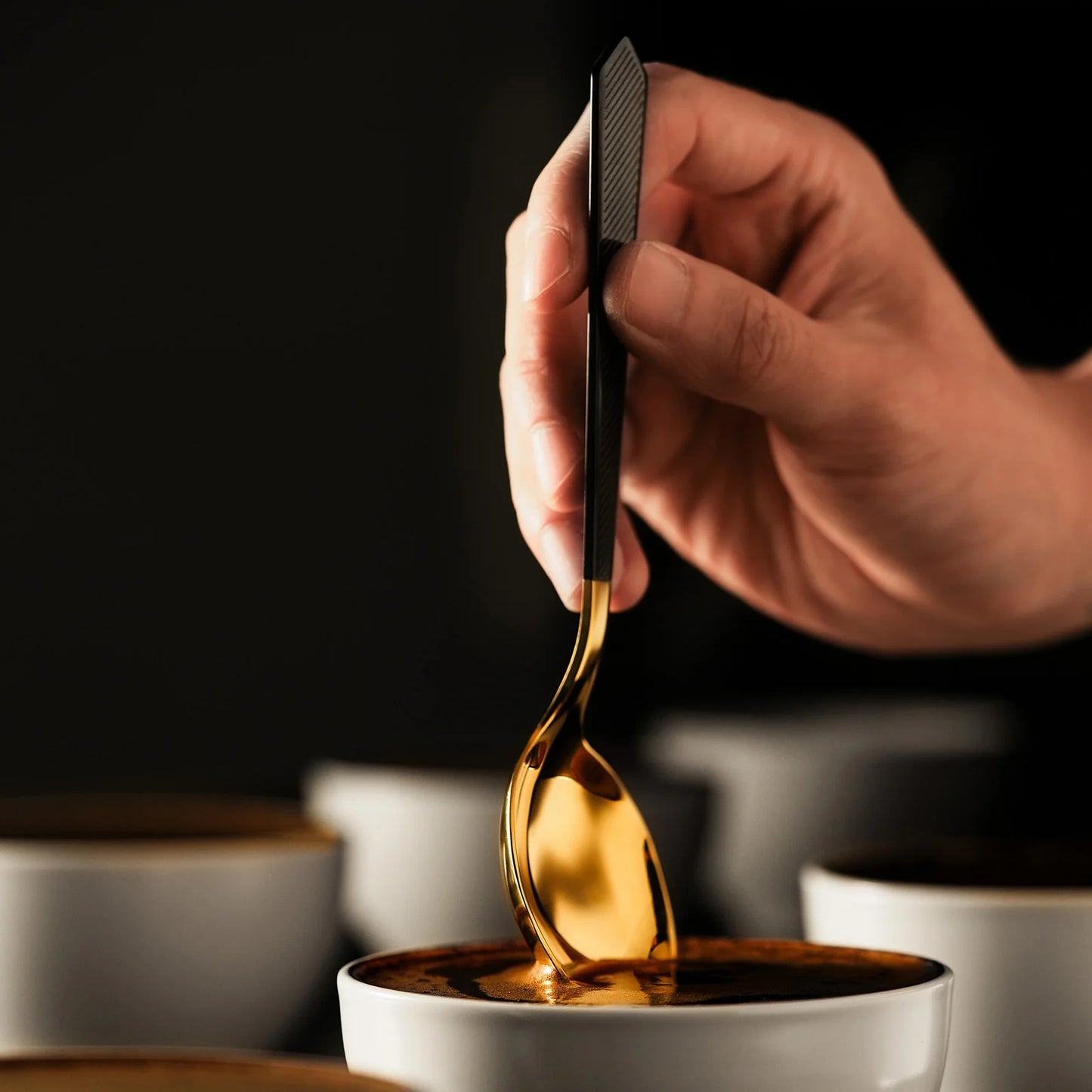 MHW-CUPPING SPOON - BLACK SILVER