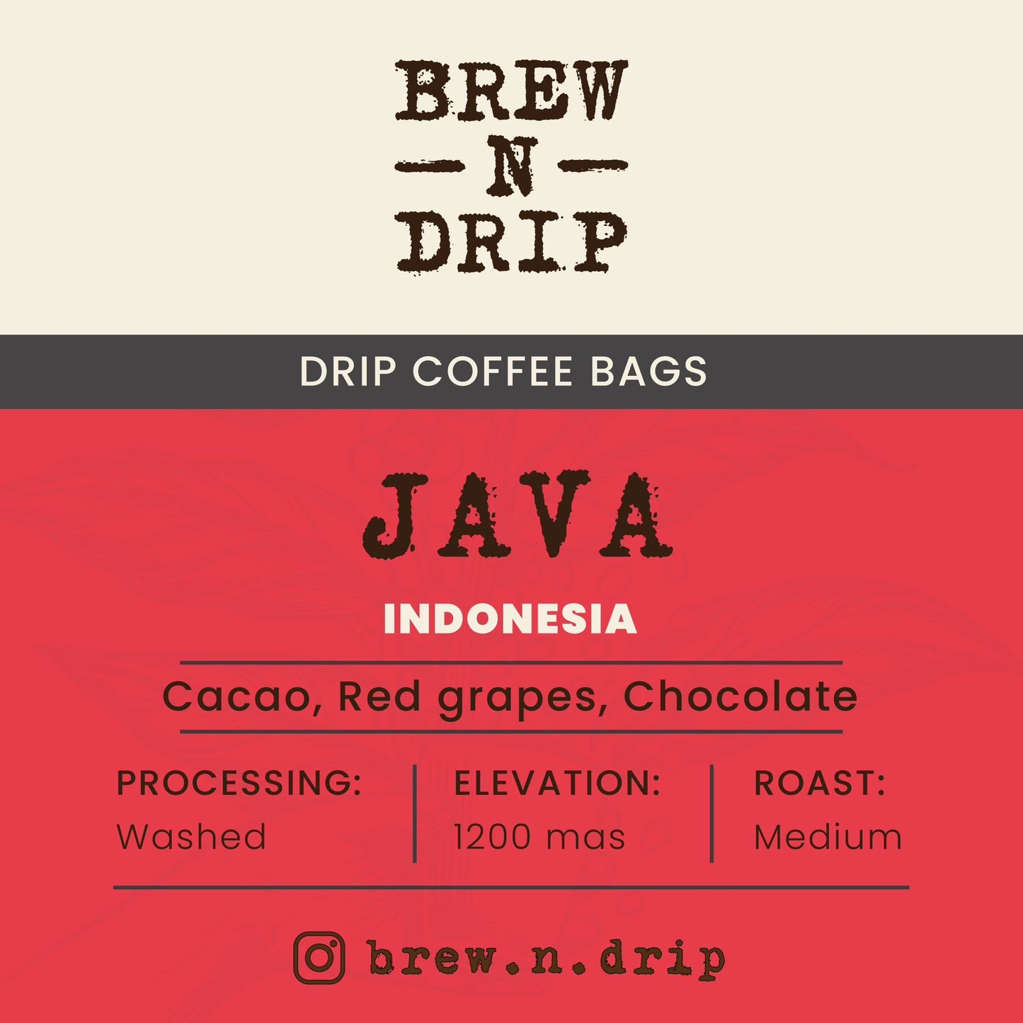 Brew n drip. JAVA - INDONESIA