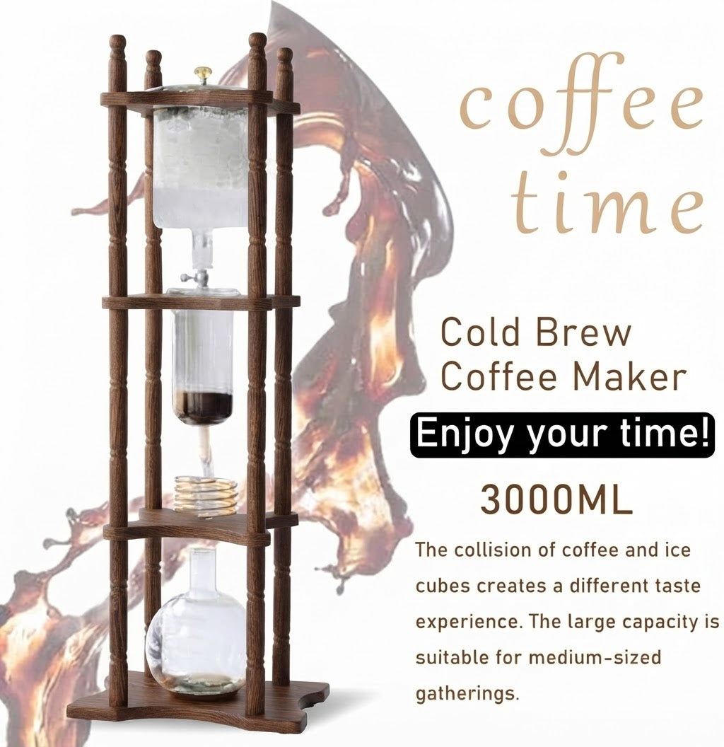 COFFEE DRIP TOWER GLASS & WOOD BROWN 3000ML