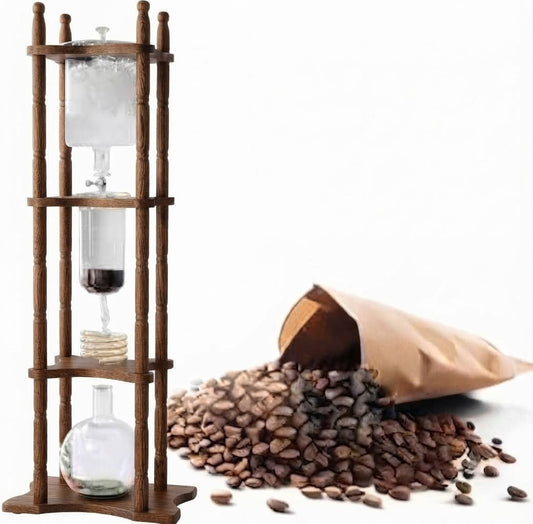 COFFEE DRIP TOWER GLASS & WOOD BROWN 3000ML