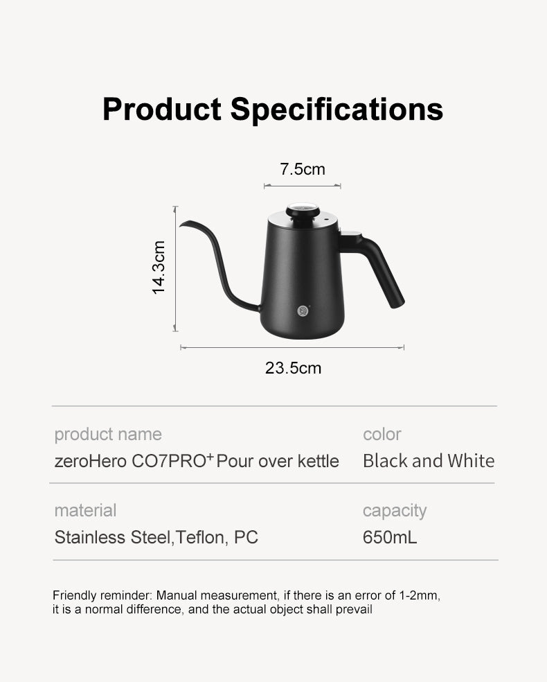 HERO C07 PRO+ POR OVER KETTLE 650ML BLACK