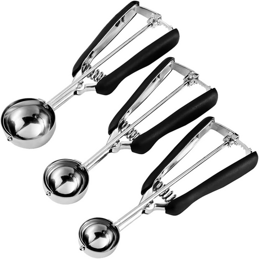 ICE CREAM SCOOP SET 3.8CM 4.4CM AND 5.3CM BLACK
