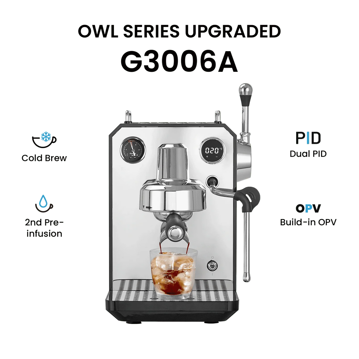 GEMILAI - G3006A ESPRESSO COFFEE MACHINE - METALLIC SILVER
