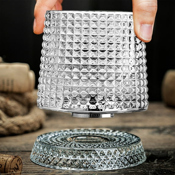 GLASS ROTATABLE CUP 275ML- PLAID