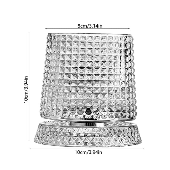 GLASS ROTATABLE CUP 275ML- PLAID