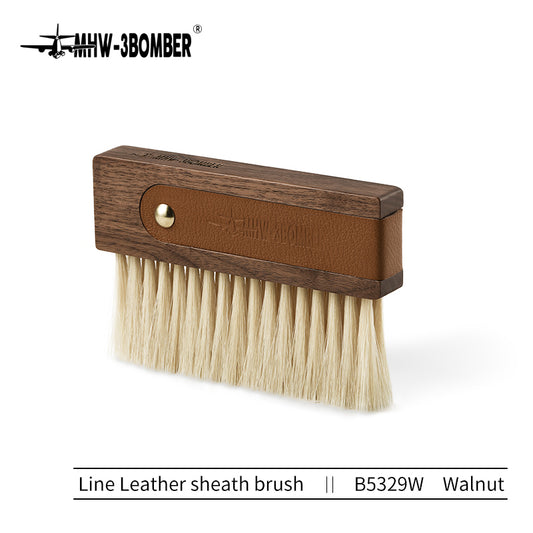 MHW-Line Leather sheath brush 145mm*94mm-walnut+horse hair