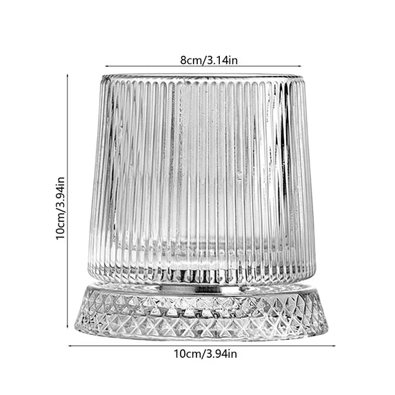 GLASS ROTATABLE CUP 275ML- STRIPPED