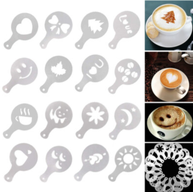 LATTE ART STENCILS - 16PCS