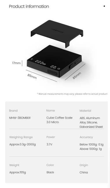 MHW-CUBE COFFEE SCALE 3.0 MICRO - BLACK