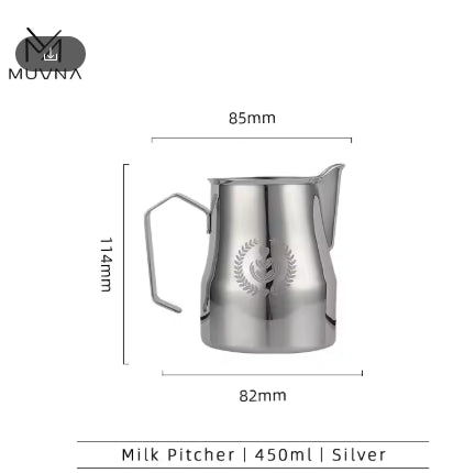 MUVNA-MILK FROTHING PITCHER - SILVER COLOUR-450ML