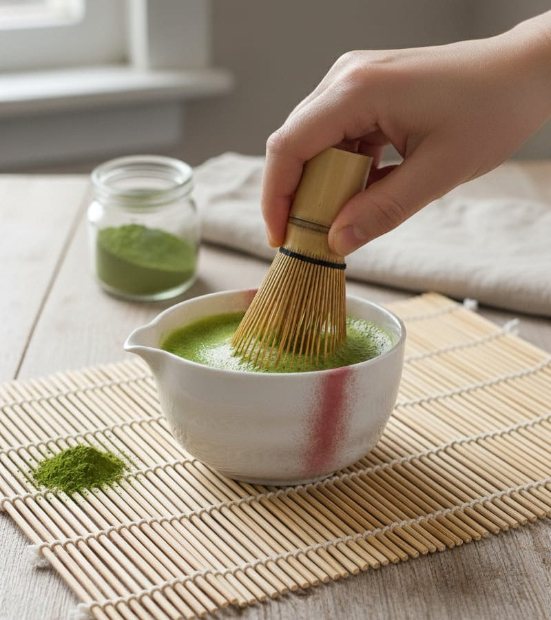 MATCHA BOWL WITH SPOUT - WHITE & PINK