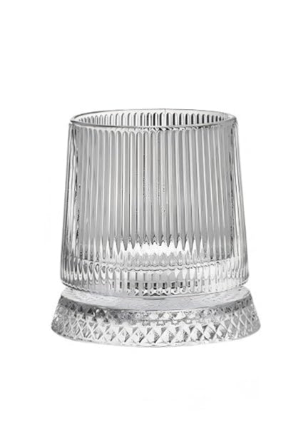 GLASS ROTATABLE CUP 275ML- STRIPED