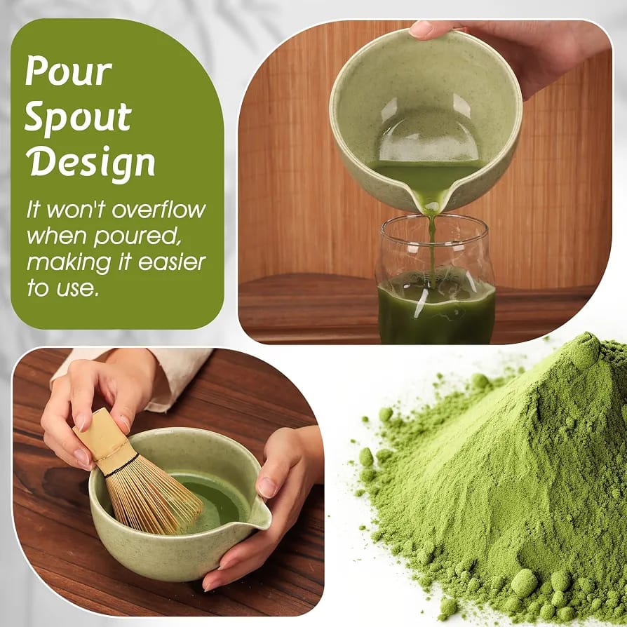 MATCHA BOWL WITH SPOUT - SAGE GREEN