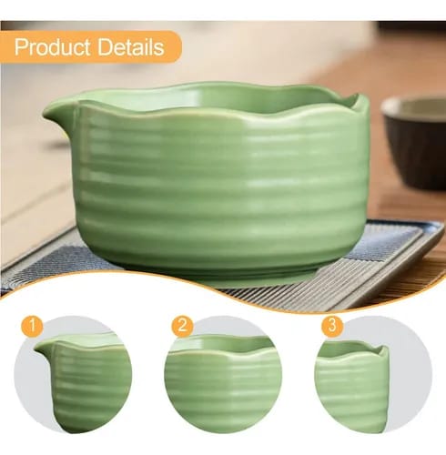 MATCHA BOWL WITH SPOUT - LEMON GREEN