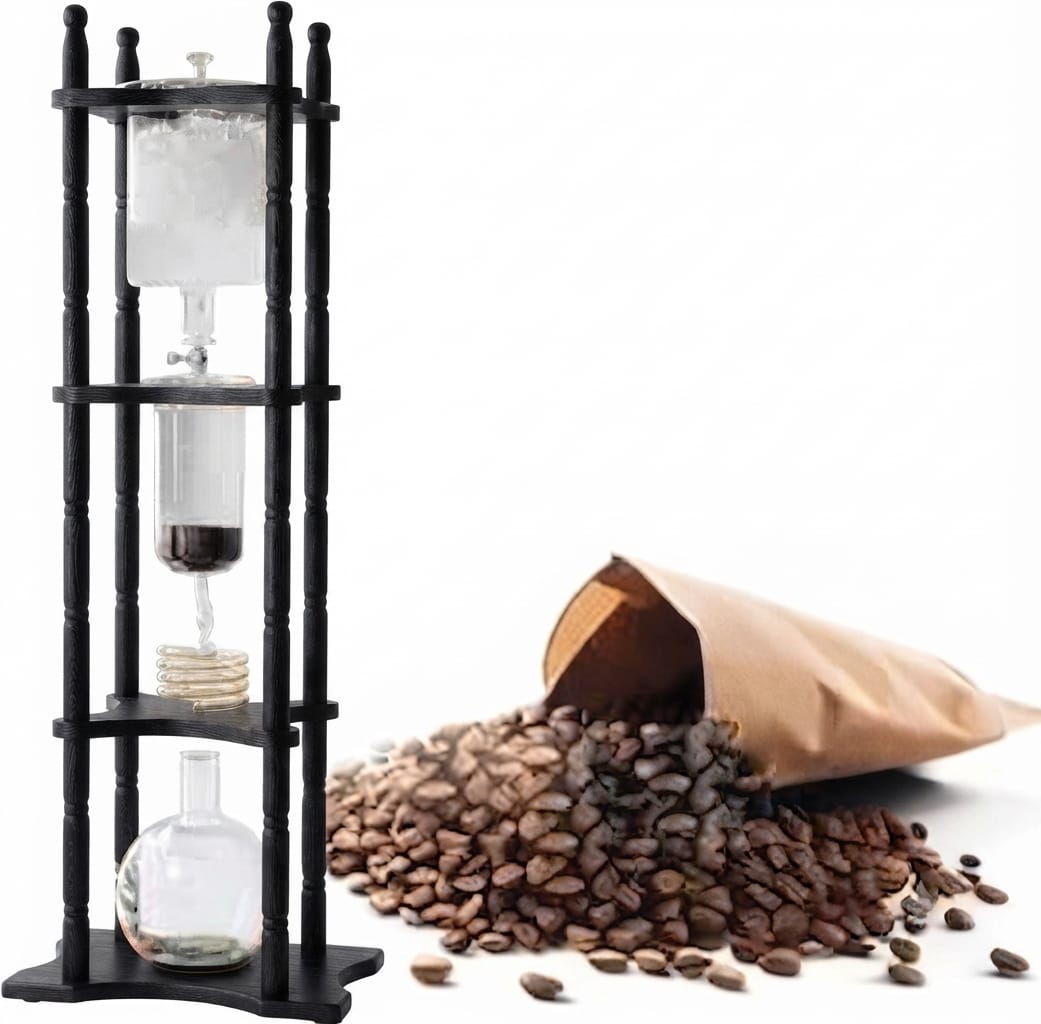 COFFEE DRIP TOWER GLASS & WOOD BLACK 3000ML