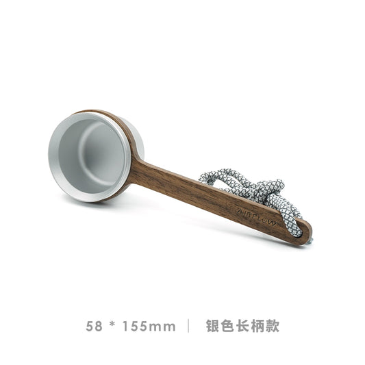 AIR FLOW - LONG WOODEN HANDLE SCOOP - SILVER