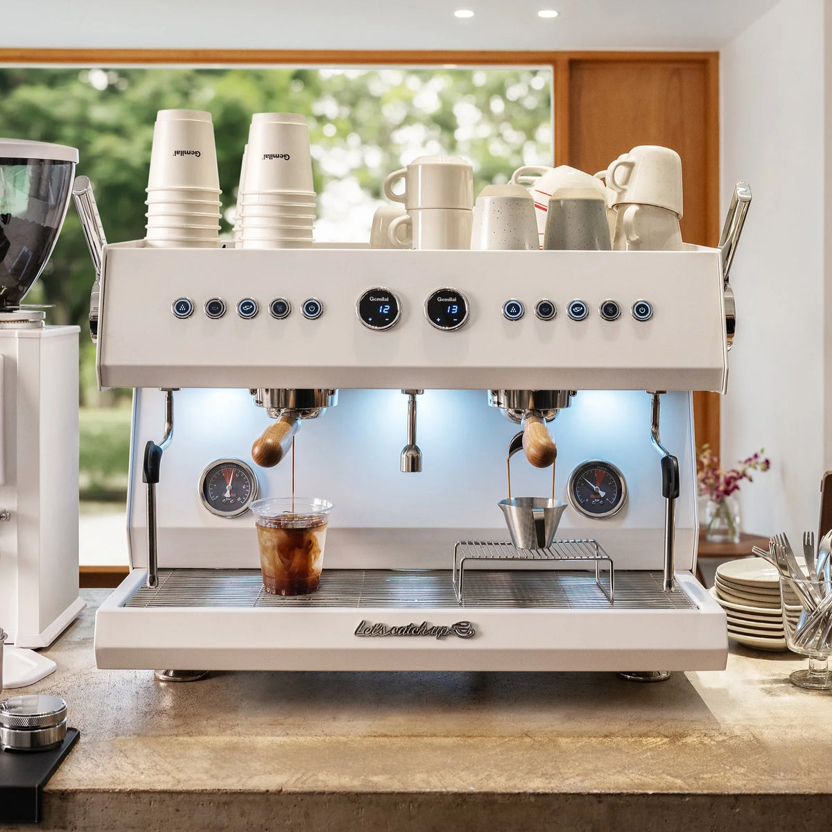 GEMILAI - G3211A ESPRESSO COFFEE MACHINE TWO GROUP - WHITE