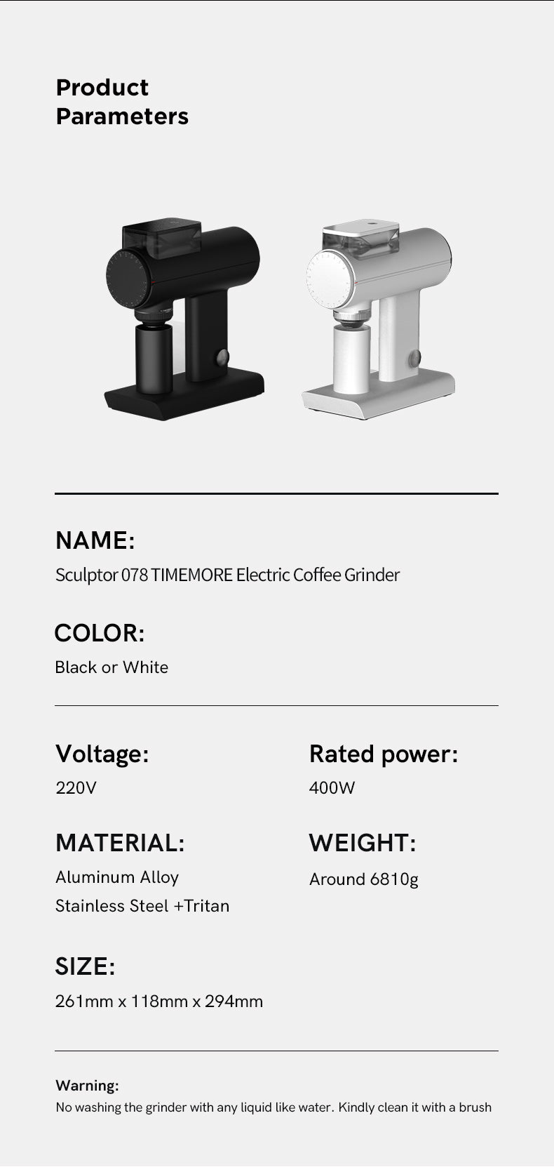 TIMEMORE - Sculptor 078 Electric Grinder-black